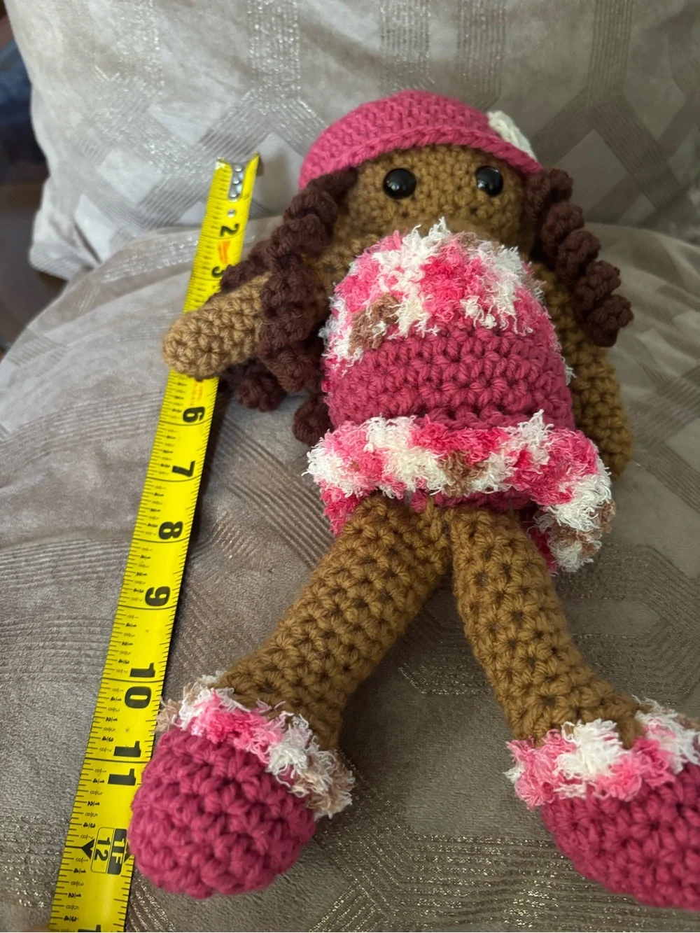 Handmade Pink Crochet Doll Hat & Outfit - Kids 3+